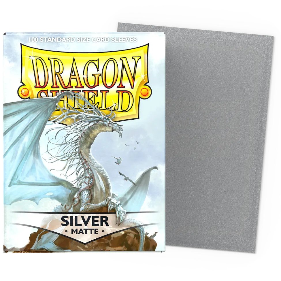100 Pochettes Matte Format Standard Argent - Dragon Shield