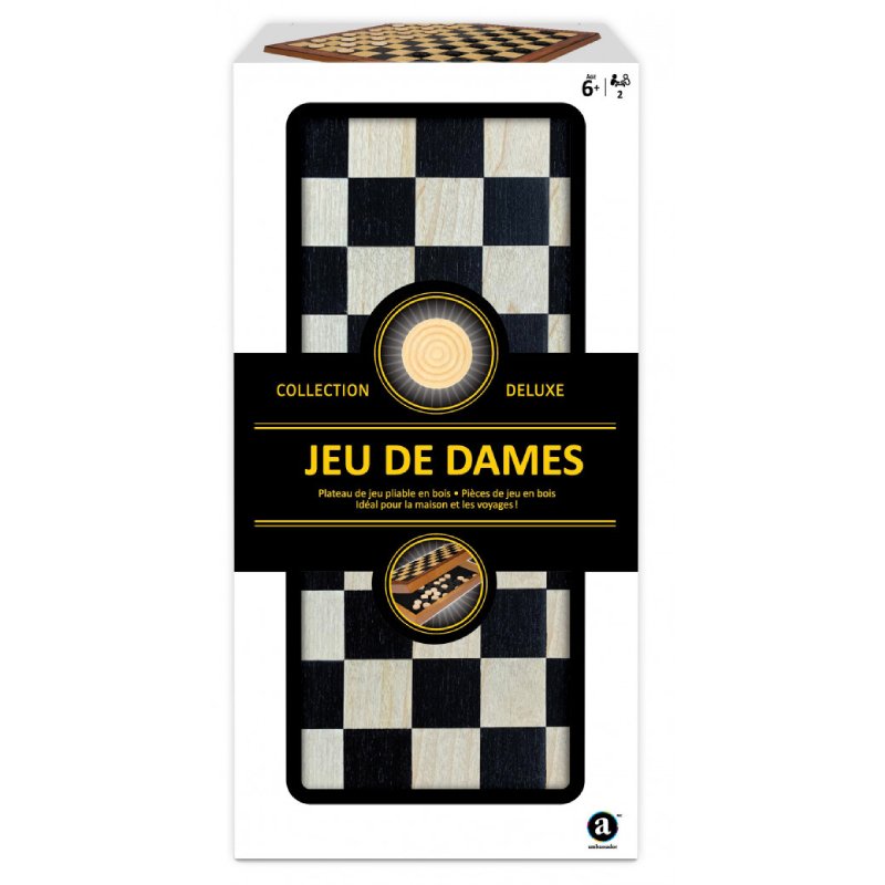 Jeu de dames en bois pliable - luxe