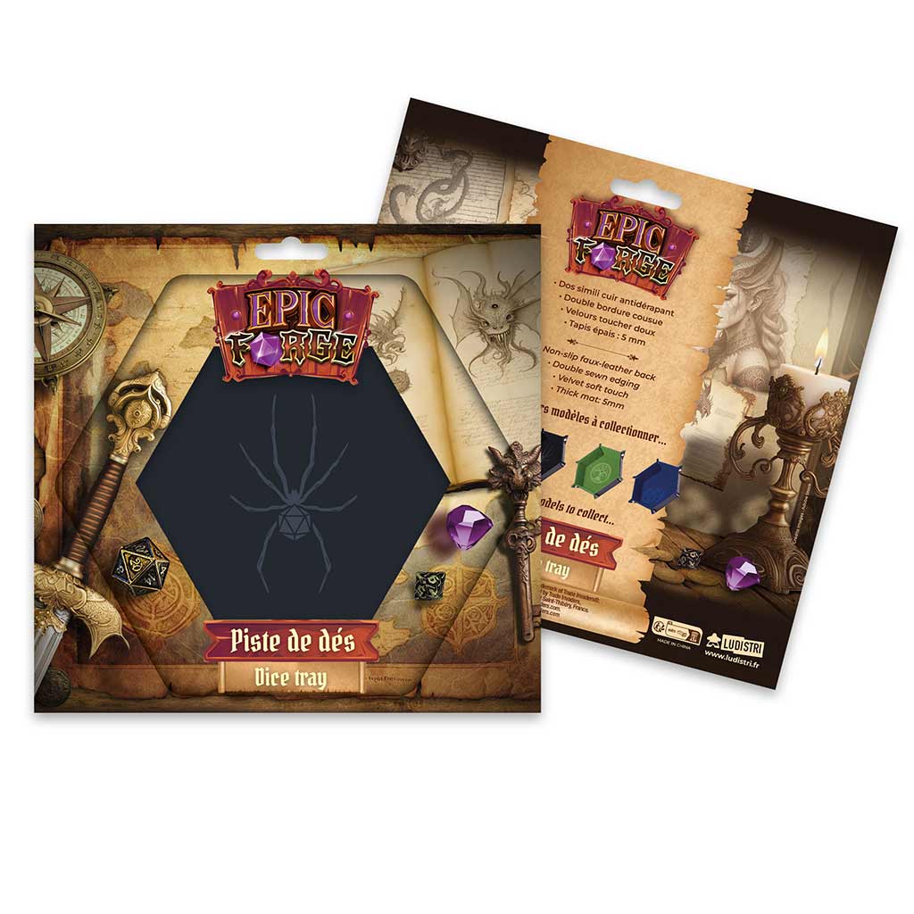 Piste de dés - Araignée Noire - 19 x 19 cm - Cuir et velours_Jeu - de - société
