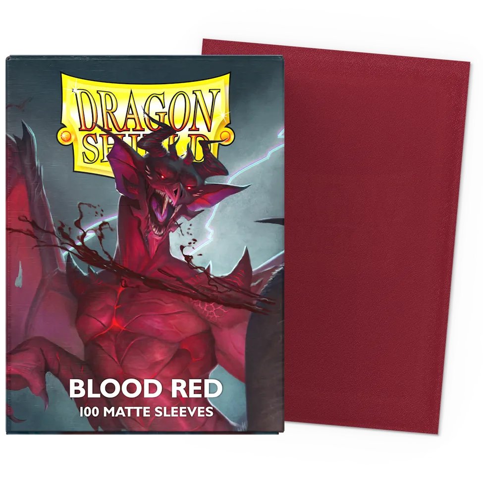100 Pochettes Matte Format Standard Rouge Sang - Dragon Shield