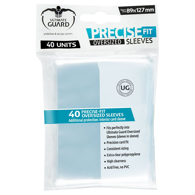 40 sous-pochettes format Precise-Fit surdimensionnées (89 x 127 mm) transparentes - Ultimate Guard