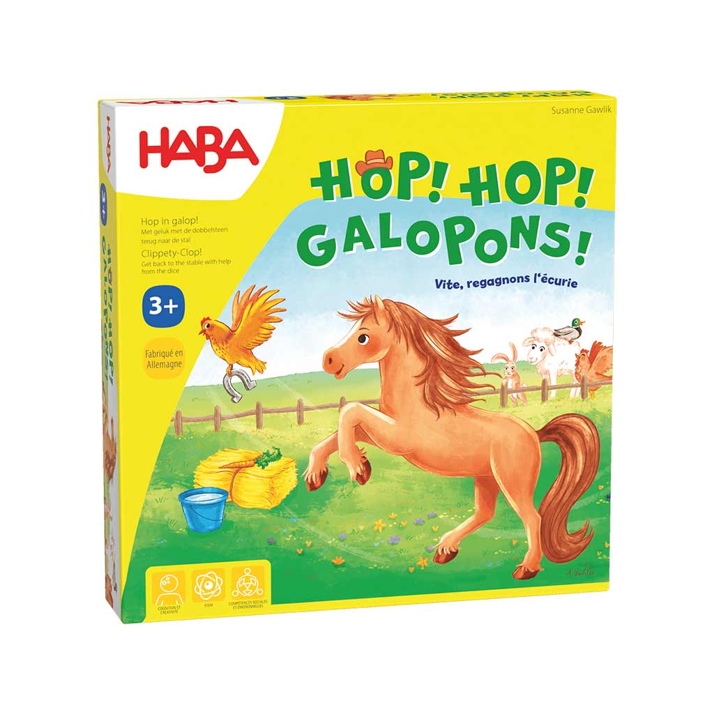 Jeu de société pour enfants dès 3 ans - Hop! Hop! Galopons !