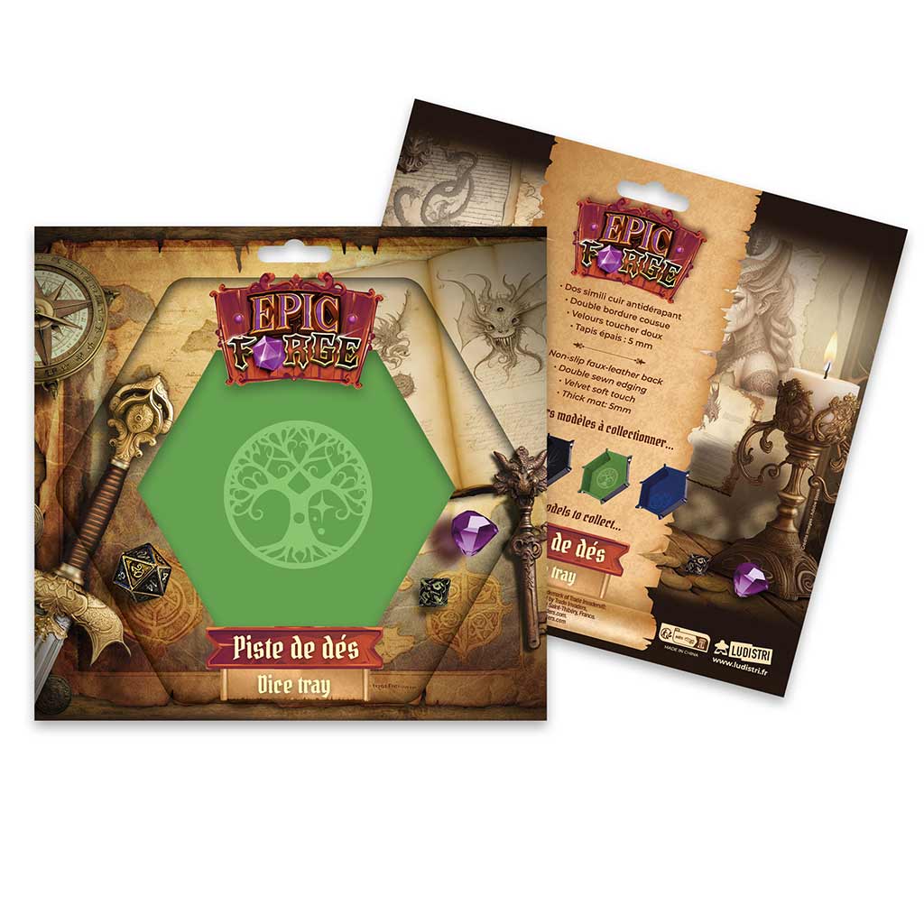 Piste de dés - Yggdrasil Arbre vert - 19 x 19 cm - Cuir et velours_Jeu - de - société