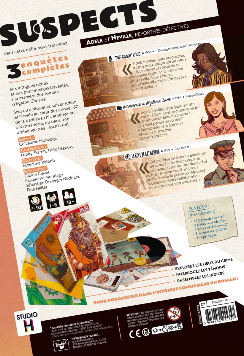 Suspects - Adèle & Neville, Reporters Detectives - Jeu de Société - L'Atelier des Jeux