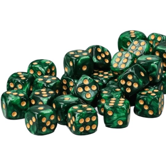 Lot de 36 dés à 6 faces - 12mm - vert