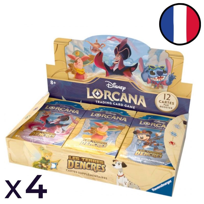 Lot de 4 Présentoirs de 24 boosters Les Terres d'Encres Chapitre 3 - Disney Lorcana FR