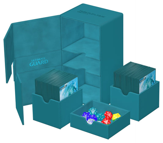 Twin Flip'n'Tray Deck Case 200+ XenoSkin Bleu Pétrole Monocolore - Ultimate Guard
