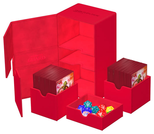 Twin Flip'n'Tray Deck Case 200+ XenoSkin Rouge Monocolore - Ultimate Guard
